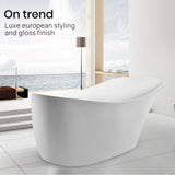 NNEMB 1600x670x780 Bathtub Gloss White Freestanding Acrylic