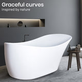 NNEMB 1600x670x780 Bathtub Gloss White Freestanding Acrylic