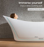 NNEMB 1600x670x780 Bathtub Gloss White Freestanding Acrylic