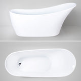 NNEMB 1600x670x780 Bathtub Gloss White Freestanding Acrylic