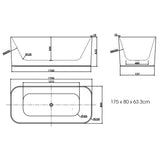 NNEMB Freestanding Bath Tub Gloss Acrylic Round 1750x800x633 White