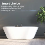 NNEMB 1700x690x590 Bathtub Gloss White Oval Shaped Freestanding Acrylic