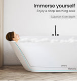 NNEMB 1700x690x590 Bathtub Gloss White Oval Shaped Freestanding Acrylic