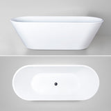 NNEMB 1700x690x590 Bathtub Gloss White Oval Shaped Freestanding Acrylic