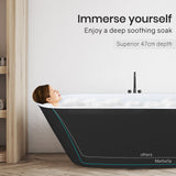 NNEMB 1700x690x590mm Bathtub Gloss Black and White Oval Shaped Freestanding Acrylic