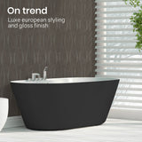 NNEMB 1700x690x590mm Bathtub Gloss Black and White Oval Shaped Freestanding Acrylic