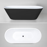 NNEMB 1700x690x590mm Bathtub Gloss Black and White Oval Shaped Freestanding Acrylic