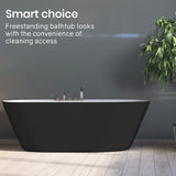NNEMB 1700x690x590mm Bathtub Gloss Black and White Oval Shaped Freestanding Acrylic