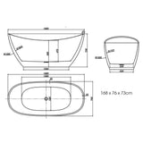 NNEMB Freestanding Bath Tub Gloss Acrylic Round 1680x760x730 White