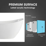 NNEMB Freestanding Bath Tub Gloss Acrylic Round 1680x760x730 White
