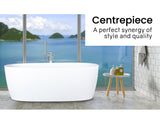 NNEMB 1600x800x580 Bathtub Matte White Oval Shaped Freestanding Acrylic