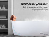 NNEMB 1600x800x580 Bathtub Matte White Oval Shaped Freestanding Acrylic