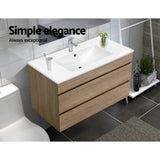 NNEDSZ 900mm Bathroom Vanity Cabinet Wash Basin Unit Sink Storage Wall Mounted Oak White