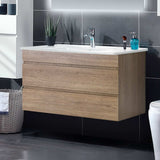 NNEDSZ 900mm Bathroom Vanity Cabinet Wash Basin Unit Sink Storage Wall Mounted Oak White