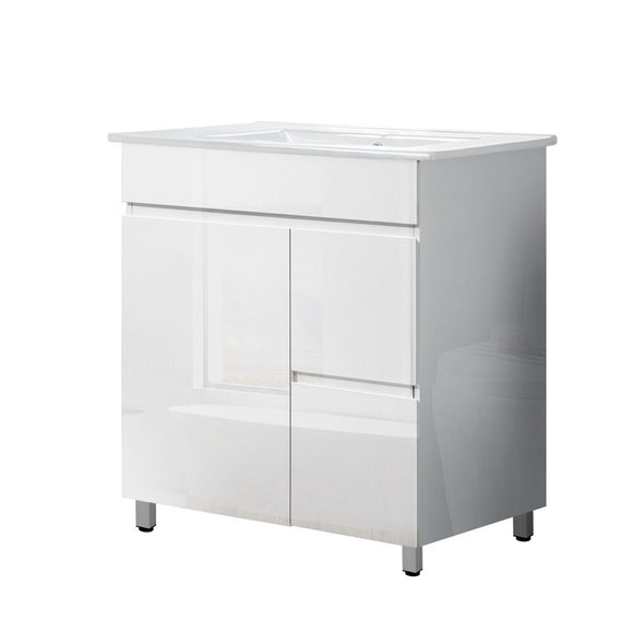 NNEDSZ 750mm Bathroom Vanity Cabinet Unit Wash Basin Sink Storage Freestanding White