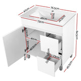 NNEDSZ 750mm Bathroom Vanity Cabinet Unit Wash Basin Sink Storage Freestanding White