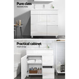 NNEDSZ 750mm Bathroom Vanity Cabinet Unit Wash Basin Sink Storage Freestanding White