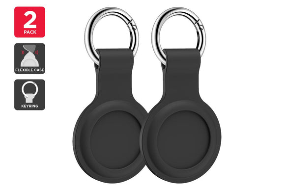 NNEKG Silicone Case Cover for Apple AirTag 2 Pack (Black)