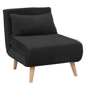 NNEDPE Sarantino Adjustable Chair Single Sofa Bed Faux Velvet - Black