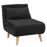 NNEDPE Sarantino Adjustable Chair Single Sofa Bed Faux Velvet - Black