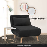 NNEDPE Sarantino Adjustable Chair Single Sofa Bed Faux Velvet - Black