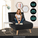 NNEDPE Sarantino Adjustable Chair Single Sofa Bed Faux Velvet - Black