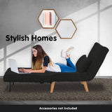 NNEDPE Sarantino Adjustable Chair Single Sofa Bed Faux Velvet - Black