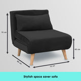 NNEDPE Sarantino Adjustable Chair Single Sofa Bed Faux Velvet - Black
