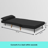 NNEDPE Sarantino Adjustable Chair Single Sofa Bed Faux Velvet - Black