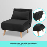 NNEDPE Sarantino Adjustable Chair Single Sofa Bed Faux Velvet - Black