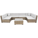 NNEDPE 7pc PE Rattan Outdoor Dining Furniture Garden Patio Set Grey