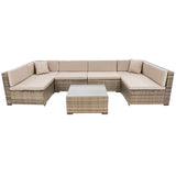 NNEDPE 7pc PE Rattan Outdoor Dining Furniture Garden Patio Set Khaki
