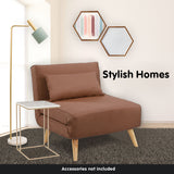 NNEDPE Sarantino Adjustable Chair Single Sofa Bed Faux Linen - Brown
