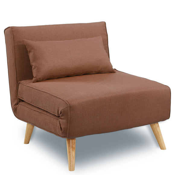 NNEDPE Sarantino Adjustable Chair Single Sofa Bed Faux Linen - Brown