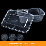 NNEDPE 50 Packs Food Containers Plastic Base + Lids Bulk 1000ml