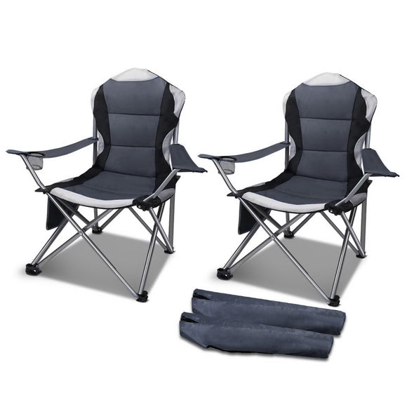 NNEDSZ of 2 Portable Folding Camping Armchair - Grey