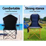 NNEDSZ 2X Camping Chairs Folding Arm Chair Portable Outdoor Garden Fishing