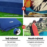 NNEDSZ Self Inflating Mattress Camping Sleeping Mat Air Bed Pad Double Navy 10CM Thick