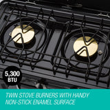 NNEMB 2 Burner Portable Camping Oven Cooking LPG Gas Stove Stainless Steel