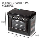 NNEMB 2 Burner Gas Portable Camping Oven Stove Combo-Grey