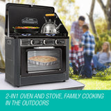 NNEMB 2 Burner Gas Portable Camping Oven Stove Combo-Grey