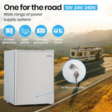 NNEMB 70L Portable Bar Fridge and Freezer 12V/24V/240V for Camping-Caravans-Silver