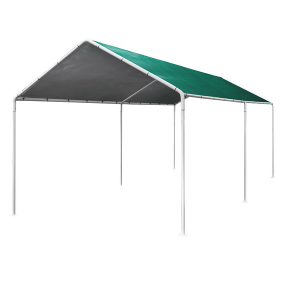 NNEDSZ 3m x6m Carport Kits Gazebo Canopy Tent Cover Metal Garden Shed Green