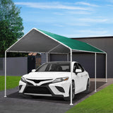 NNEDSZ 3m x6m Carport Kits Gazebo Canopy Tent Cover Metal Garden Shed Green