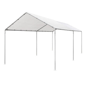 NNEDSZ 3m x6m Carport Kits Gazebo Canopy Tent Cover Metal Garden Shed White