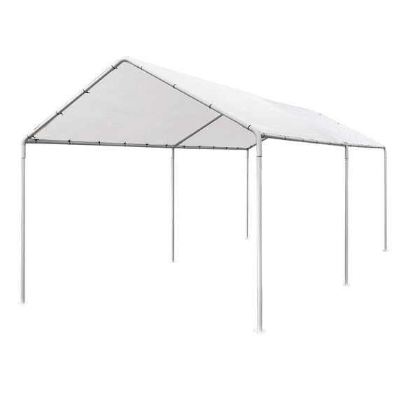 NNEDSZ 3m x6m Carport Kits Gazebo Canopy Tent Cover Metal Garden Shed White