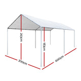 NNEDSZ 3m x6m Carport Kits Gazebo Canopy Tent Cover Metal Garden Shed White