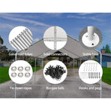 NNEDSZ 3m x6m Carport Kits Gazebo Canopy Tent Cover Metal Garden Shed White