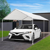 NNEDSZ 3m x6m Carport Kits Gazebo Canopy Tent Cover Metal Garden Shed White