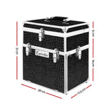 NNEDSZ Portable Cosmetic Beauty Makeup Carry Case with Mirror - Crocodile Black